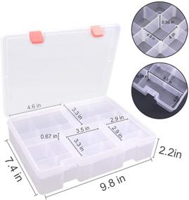 img 2 attached to 🗃️ UHOUSE Clear Plastic Organizer Container with Adjustable Dividers - 18 Removable Grids - Ideal for Jewelry, Cosmetics, Crafts, Toys, Fuse Beads, Washi Tapes