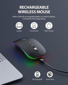 img 2 attached to 🖱️ Inphic LED Bluetooth Mouse, Slim Silent Wireless Mouse Dual Mode (BT 5.1 + 2.4G USB) with Home Button, Portable Optical Wireless Computer Mice for Laptop PC Desktop Mac Windows, Black - Rechargeable