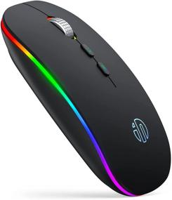 img 4 attached to 🖱️ Inphic LED Bluetooth Mouse, Slim Silent Wireless Mouse Dual Mode (BT 5.1 + 2.4G USB) with Home Button, Portable Optical Wireless Computer Mice for Laptop PC Desktop Mac Windows, Black - Rechargeable