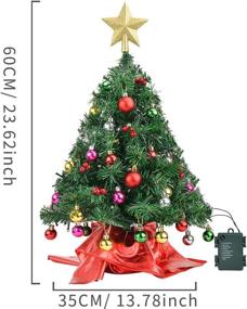 img 3 attached to 24-inch/60cm Artificial Mini Tabletop Christmas Tree Set with 50 LED String Lights, 28 Hanging Ornaments, and Wooden Base - Perfect for Holiday Decoration