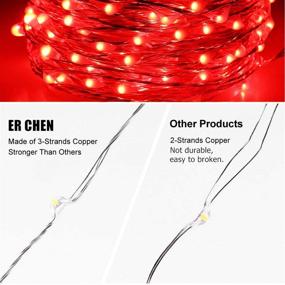 img 2 attached to 🌟 ER CHEN Феерические огни с батарейкой, водонепроницаемые: 33ft 100 LED красные мерцающие гирлянды с пультом управления таймером и 8 режимами – идеальны для украшения помещений и открытых пространств.