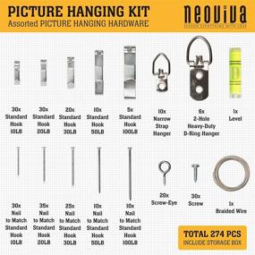img 3 attached to NEOVIVA 274-Piece Picture Hanging Kit with Assorted Hangers: Standard Hook, Heavy-Duty D-Ring Hanger, Narrow Strap Hanger, Screw-Eye, and Level for Wall Mounting