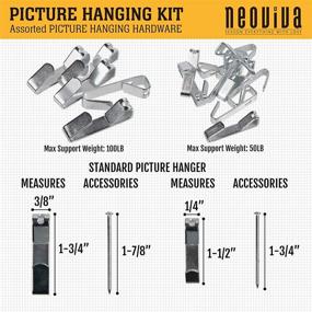 img 2 attached to NEOVIVA 274-Piece Picture Hanging Kit with Assorted Hangers: Standard Hook, Heavy-Duty D-Ring Hanger, Narrow Strap Hanger, Screw-Eye, and Level for Wall Mounting