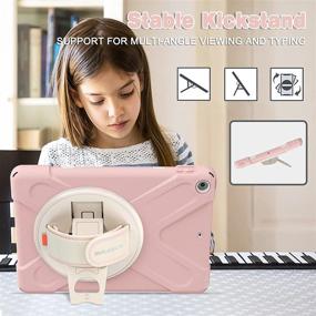 img 2 attached to 🌸 BRAECN iPad 6th Generation Cases Kids - Shockproof Protective Case w/ Hand Strap, Kickstand, Shoulder Strap - Apple iPad 6th/5th Gen 9.7 Inch 2018/2017 (A1893/A1954/A1822/A1823) - Sakura Pink