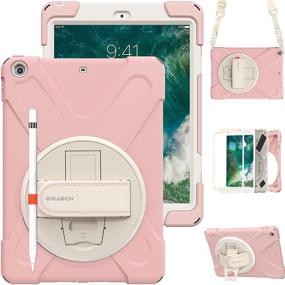 img 4 attached to 🌸 BRAECN iPad 6th Generation Cases Kids - Shockproof Protective Case w/ Hand Strap, Kickstand, Shoulder Strap - Apple iPad 6th/5th Gen 9.7 Inch 2018/2017 (A1893/A1954/A1822/A1823) - Sakura Pink