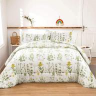 🌿 queen green floral comforter set with pillowcases - reversible botanical bedding set in soft microfiber for all seasons, 3-piece set (queen 90"x90") logo