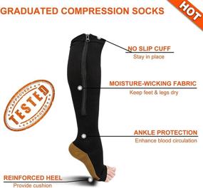 img 1 attached to 🧦 Zipper Compression Socks: Open Toe Compression Stocking for Effective Support