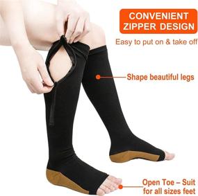 img 3 attached to 🧦 Zipper Compression Socks: Open Toe Compression Stocking for Effective Support