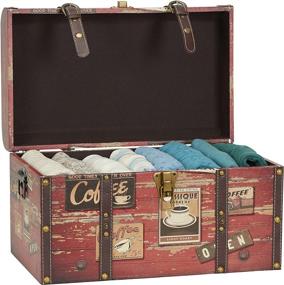 img 3 attached to 👜 Household Essentials 9245-1: Stylish Luggage-Style Storage Trunk with Coffee Shop Design