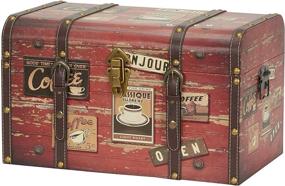 img 4 attached to 👜 Household Essentials 9245-1: Stylish Luggage-Style Storage Trunk with Coffee Shop Design