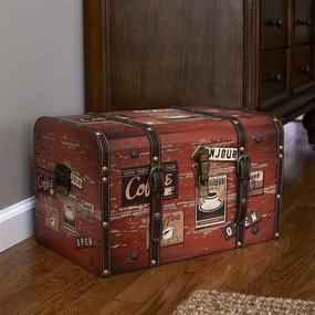 img 2 attached to 👜 Household Essentials 9245-1: Stylish Luggage-Style Storage Trunk with Coffee Shop Design