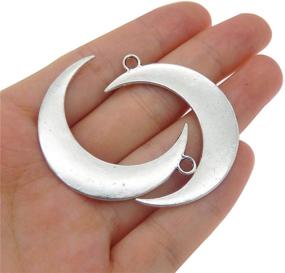 img 2 attached to 🌙 16pcs Antiqued Silver Moon Crescent Pendant Charm 44x31mm for Jewelry Making by JulieWang