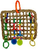 sb741 seagrass mini activity wall for parrots - medium size with colorful foraging toys: 9” x 7” x 2” (varies) logo
