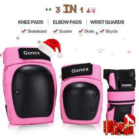 img 3 attached to 🛴 Gonex Kids/Youth/Adult Elbow Pads Knee Pads Wrist Guards with Storage Bag - 3 in 1 Protective Gear Set for Skateboarding, Roller Skating, Cycling, Biking, Bicycle Riding, Scootering