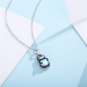 img 3 attached to 🐧 Penguin Necklace: Sterling Silver Penguin Moonstone Pendant for Women & Girls – Perfect Gift for Mom, Daughter and Loved ones