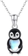 🐧 penguin necklace: sterling silver penguin moonstone pendant for women & girls – perfect gift for mom, daughter and loved ones logo