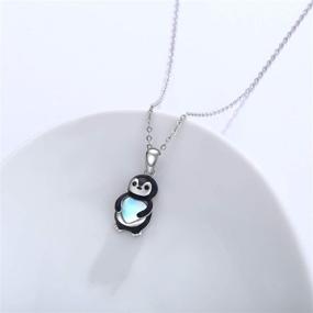 img 2 attached to 🐧 Penguin Necklace: Sterling Silver Penguin Moonstone Pendant for Women & Girls – Perfect Gift for Mom, Daughter and Loved ones