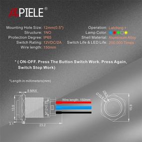 img 3 attached to APIELE 12Mm Latching Push Button Switch Pre-Wired 150Mm High Round Head Aluminium Alloy 1NO 1 Normally Open With Ring Led Pack Of 2 (White)