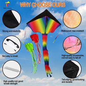 img 3 attached to 3-Pack Kites for Kids and Adults - Easy to Fly, Giant 3D Octopus and Rainbow Kites - Large Kites for Kids Ages 8-12 - Includes Easy Flyer Kite String Spool with Reel - Perfect Beach Toy Gift for Boys and Girls