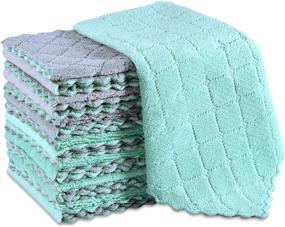 img 4 attached to 🧼 Premium Microfiber Cleaning Cloth - 15 Pack Kitchen Towels, 9.45"x 9.45" - Super Absorbent Reusable Dish Rags for Effective Cleaning