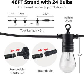 img 3 attached to Enhance Your Outdoor Space with HBN 48ft RGBW-Smart String Lights - Color Changing, Wi-Fi & Bluetooth Control, Shatterproof Bulbs, Compatible with Alexa/Google Home - Perfect for Patio, Party, and Café - IP65 Waterproof