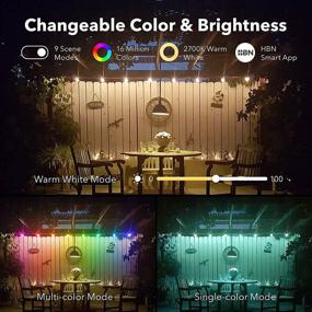 img 1 attached to Enhance Your Outdoor Space with HBN 48ft RGBW-Smart String Lights - Color Changing, Wi-Fi & Bluetooth Control, Shatterproof Bulbs, Compatible with Alexa/Google Home - Perfect for Patio, Party, and Café - IP65 Waterproof