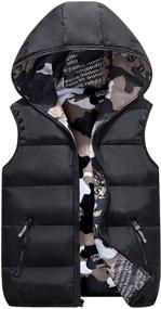 img 4 attached to ❄️ Warm Winter Hooded Camouflage Reversible Vest/Waistcoat, Padded, Sleevess Jacket for Kids (Ages 3-9)