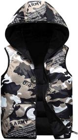 img 3 attached to ❄️ Warm Winter Hooded Camouflage Reversible Vest/Waistcoat, Padded, Sleevess Jacket for Kids (Ages 3-9)