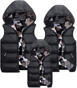 img 2 attached to ❄️ Warm Winter Hooded Camouflage Reversible Vest/Waistcoat, Padded, Sleevess Jacket for Kids (Ages 3-9)