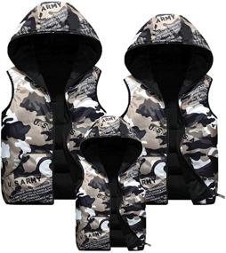 img 1 attached to ❄️ Warm Winter Hooded Camouflage Reversible Vest/Waistcoat, Padded, Sleevess Jacket for Kids (Ages 3-9)