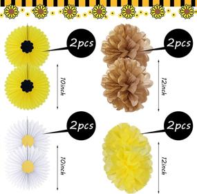 img 1 attached to 33-Piece Sunflower Party Set with Happy Birthday Banner, Large Cake Topper, Yellow Sunflower Cupcake Toppers, Sunflower Garland, Tissue Paper Fans, Paper Pom Poms, and Colorful Party Balloon