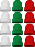 zhanmai 12-piece knit beanie hats - warm cozy cuffed skull caps for adults and kids logo