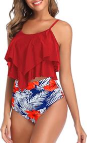 img 2 attached to Tankini Swimsuits Waisted Ruffled Swimwear Sports & Fitness for Water Sports