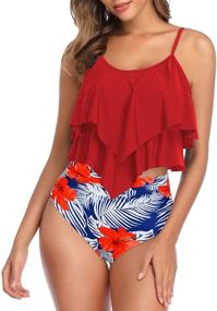 img 3 attached to Tankini Swimsuits Waisted Ruffled Swimwear Sports & Fitness for Water Sports