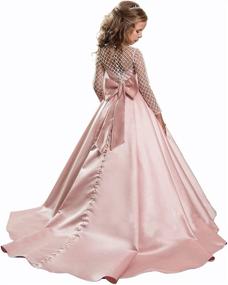 img 3 attached to 🎄 Delightful Christmas Flower Girl Dress: Elegant Floor Length Button Draped Tulle Ball Gowns for Kids
