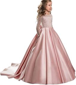 img 4 attached to 🎄 Delightful Christmas Flower Girl Dress: Elegant Floor Length Button Draped Tulle Ball Gowns for Kids