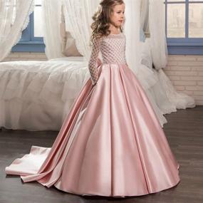 img 2 attached to 🎄 Delightful Christmas Flower Girl Dress: Elegant Floor Length Button Draped Tulle Ball Gowns for Kids