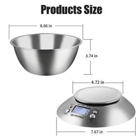 img 2 attached to 🥣 UNIWEIGH Food Kitchen Scale Bowl: Digital Gram and OZ for Cooking, Baking, Dieting, Weight Loss - Removable Bowl, Timer, Backlight LCD Display, Stainless Steel