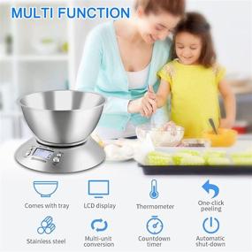 img 1 attached to 🥣 UNIWEIGH Food Kitchen Scale Bowl: Digital Gram and OZ for Cooking, Baking, Dieting, Weight Loss - Removable Bowl, Timer, Backlight LCD Display, Stainless Steel