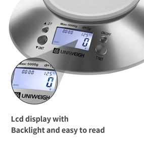 img 3 attached to 🥣 UNIWEIGH Food Kitchen Scale Bowl: Digital Gram and OZ for Cooking, Baking, Dieting, Weight Loss - Removable Bowl, Timer, Backlight LCD Display, Stainless Steel