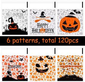 img 3 attached to 🎃 120 pcs Halloween Candy Bags - Self Adhesive Clear Treat Bag Set with 6 Styles - Cellophane Gift Bags for Halloween Party - CHORINE