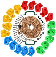 🧗 x xben 20pcs rock wall climbing holds for kids, 8.2 ft knotted rope, colorful diy rock wall set for indoor and outdoor play, includes hand holds, mounting screws, and hooks logo