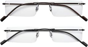 img 3 attached to Men and Women's Rimless Ultra Lightweight Reading 👓 Glasses - 2 Pairs for Optimal Comfort and Vision Enhancement