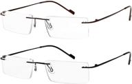 men and women's rimless ultra lightweight reading 👓 glasses - 2 pairs for optimal comfort and vision enhancement logo