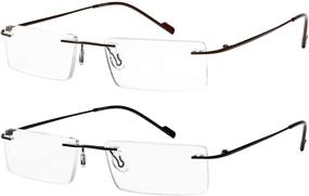 img 4 attached to Men and Women's Rimless Ultra Lightweight Reading 👓 Glasses - 2 Pairs for Optimal Comfort and Vision Enhancement