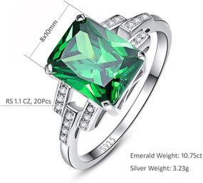 img 3 attached to 💍 Кольцо обручальное на один бриллиант из стерлингового серебра 925 для женщин, свадебное кольцо с изумрудом - камень мая, BONLAVIE