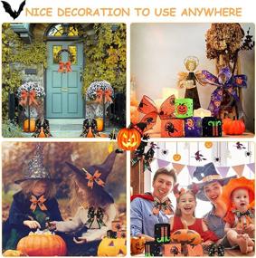 img 1 attached to 🎃 Ленты с краем для ремесел DIY на Хэллоуин - 10 ярдов 2.5 дюйма Хэллоуинской декоративной ленты с летучей мышью, паутиной паука, ведьминой ножкой, шляпой и тыквой - Идеально подходит для домашнего Хэллоуинского венка (Хэллоуин-В)