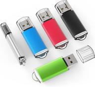🖥️ topesel 5-pack 32gb usb 2.0 flash drive memory stick thumb drives (assorted colors: black, blue, green, red, silver) logo