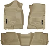 🐾 husky liners weatherbeater front & 2nd seat floor mats for 2007-2014 cadillac escalade, chevrolet tahoe, gmc yukon - tan (98253) logo