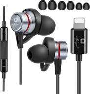 🎧 silbyloyoe mfi certified lightning earbuds with mic controller - compatible with iphone 11, 11 pro, x, xs max, xr, 7, 8 plus - iphone headphones for iphone - in-ear lightning headphones (black) logo